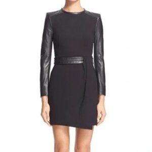 The Kooples Hopla 3/4 Sleeve Dress with Leather Size 36 = US 4